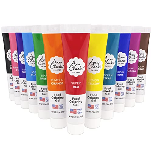Ann Clark Professional-Grade Food Coloring Gel Made In Usa, 12-Pack