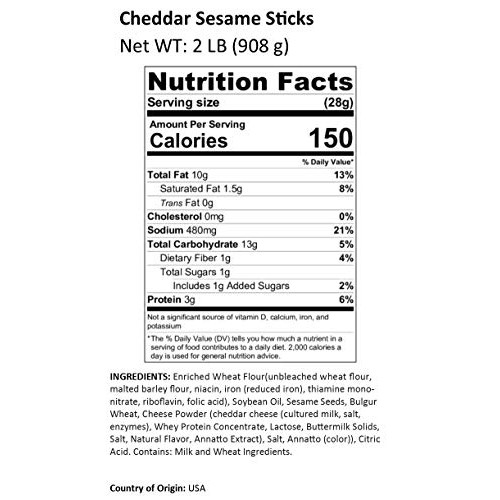 Anna and Sarah Cheddar Sesame Sticks in Resealable Bag, 2 Lbs