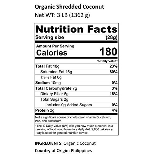 Anna And Sarah Organic Shredded Coconut, Unsweetened, Medium-Siz