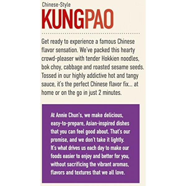 Annie Chuns Kung Pao Noodle Bowl | Vegan, Shelf-Stable, 8.5-oz ...
