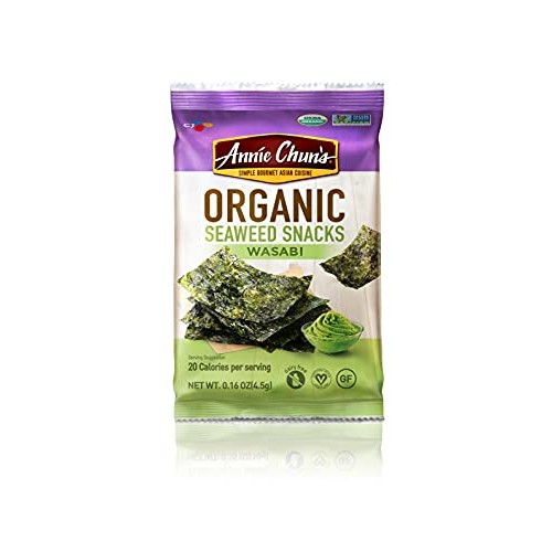 Annie Chuns Organic Seaweed, Wasabi, 0.16-Oz 12 Count, Keto,