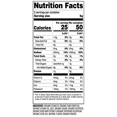 Annie Chuns Organic Wasabi Seaweed Snacks, 0.35 Oz