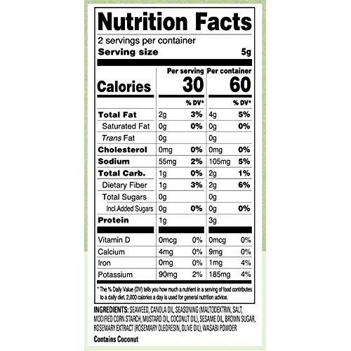 Annie Chuns Roasted Seaweed Snacks, Wasabi, 0.35-Ounce Pack Of