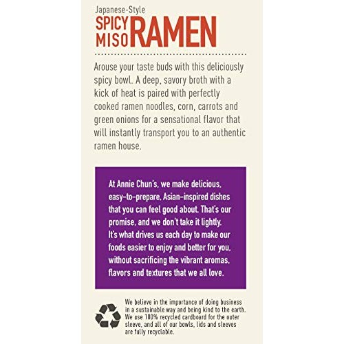 Annie Chuns Spicy Miso Ramen Noodle Bowl | Non-Gmo, Vegan, Shel