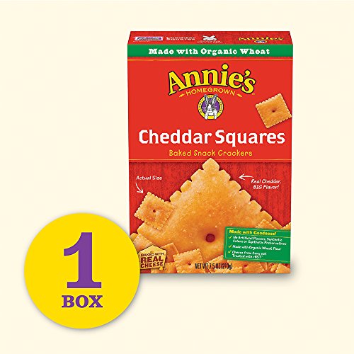 Annies Cheddar Squares, Baked Cheese Crackers, 7.5 Oz Box