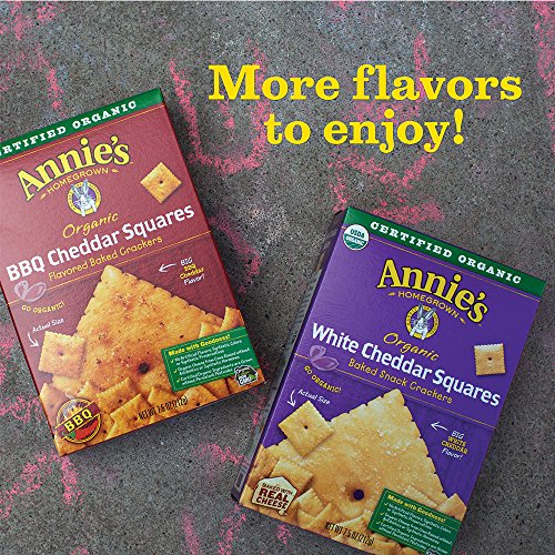 Annies Cheddar Squares, Baked Cheese Crackers, 7.5 Oz Box