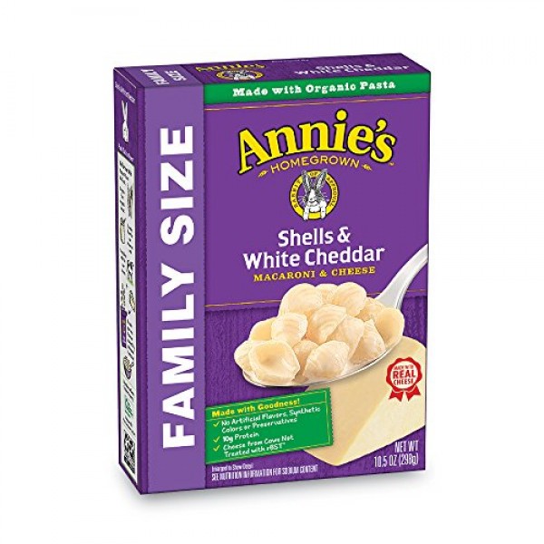 Annies Family Size Shells & White Cheddar Macaroni & Cheese, 10...