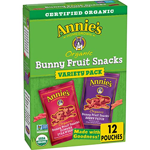 Annies Homegrown Organic Bunny Fruit Snacks, Variety Pack, 12 P