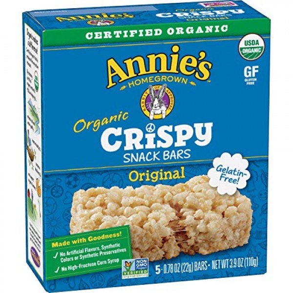 Annies Homegrown Organic Original Crispy Snack Bars, 3.9 oz, 5 ...