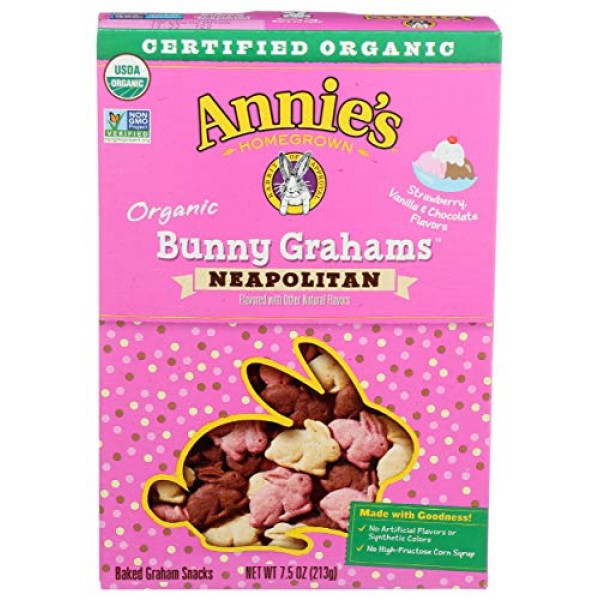 Annies Organic Bunny Grahams Neapolitan, 7.5 oz Box