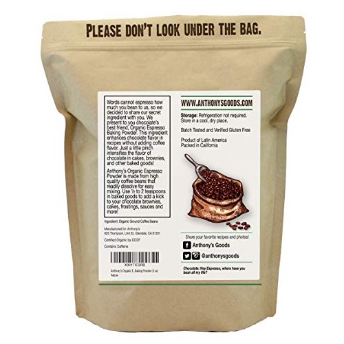 Anthonys Organic Espresso Baking Powder, 5 Oz, Gluten Free, Non