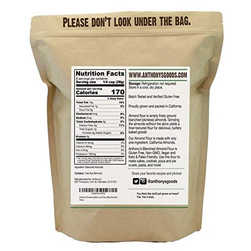 Anthonys Almond Flour Blanched, 8Oz, Batch Tested Gluten Free,
