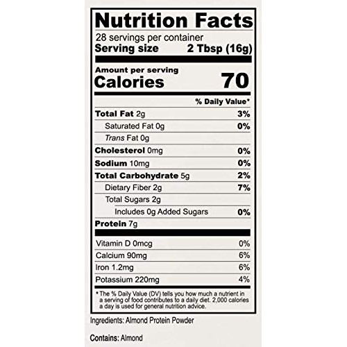 Anthonys Almond Protein Powder, 1 Lb, Gluten Free, Non Gmo, Pla