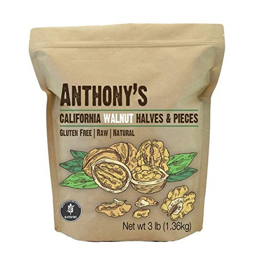 Anthonys California Walnut Halves &Amp; Pieces, 3 Lb, Shelled, Raw,