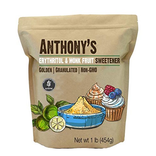 Anthonys Erythritol And Monk Fruit Sweetener Golden, 1 Lb, Gran