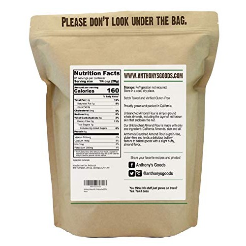 Anthonys Almond Meal/Flour, Natural Unblanched By Anthonys 5L