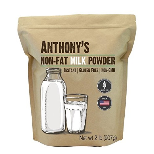 Anthonys Non Fat Milk Powder, 2 lb, Instant, Gluten Free & Non GMO