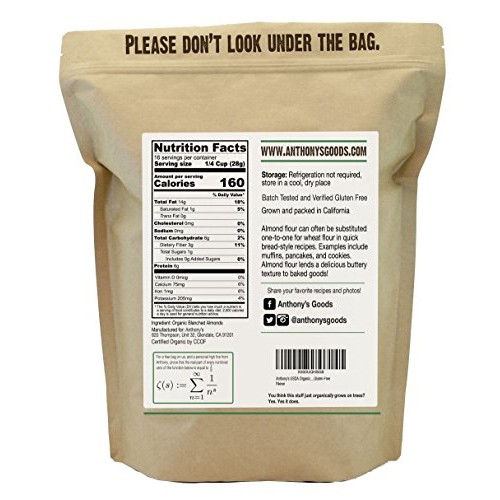 Anthonys Organic Almond Flour, 1Lb, Blanched, Gluten Free, Non