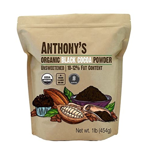 Anthonys Organic Black Cocoa Powder, 1 lb, Unsweetened, Dutch P...