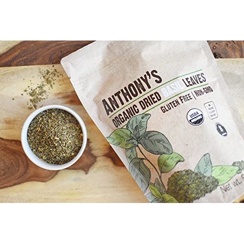 Anthonys Organic Dried Basil Leaves, 8 Oz, Gluten Free, Non Gmo
