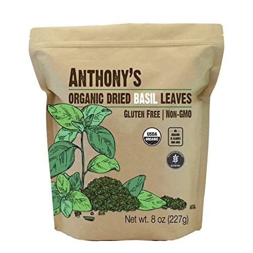 Anthonys Organic Dried Basil Leaves, 8 Oz, Gluten Free, Non Gmo