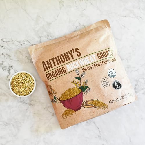 Anthony's Organic Hulled Buckwheat Groats, 5lb, Gluten Free, Non...