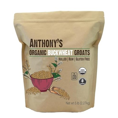 Anthony's Organic Hulled Buckwheat Groats, 5lb, Gluten Free, Non...