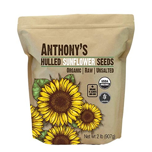 Anthonys Organic Hulled Sunflower Seeds, 2 lb, Raw, Unsalted, B...