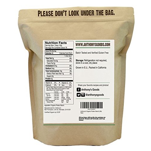 Anthonys Organic Potato Starch, Unmodified, 2 Lb, Gluten Free &Amp;