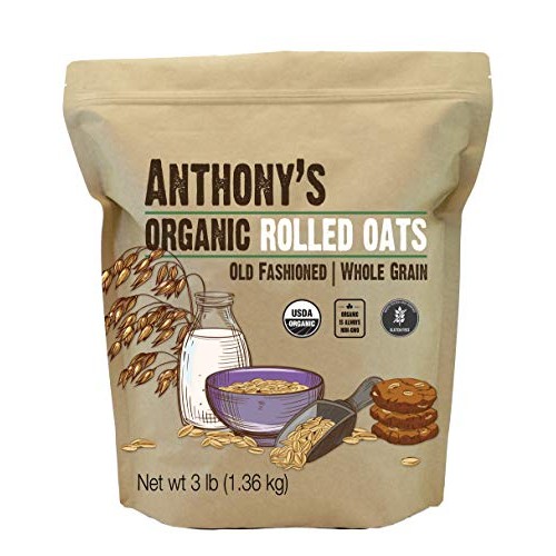 Anthonys Organic Rolled Oats, 3 Lb, Gluten Free, Non Gmo, Old F