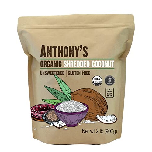 Anthonys Organic Shredded Coconut, 2 lb, Unsweetened, Gluten Fr...