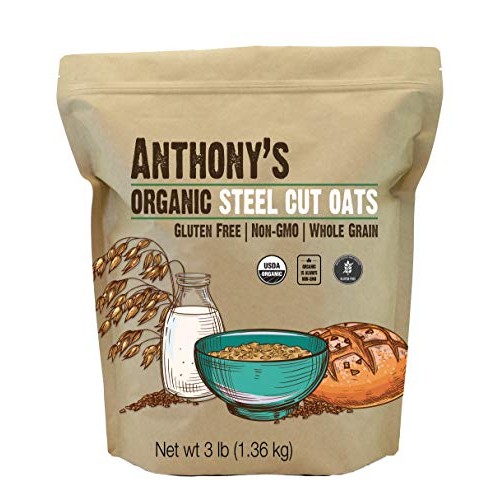 Anthonys Organic Steel Cut Oats, 3 lb, Gluten Free, Non GMO, Ir...
