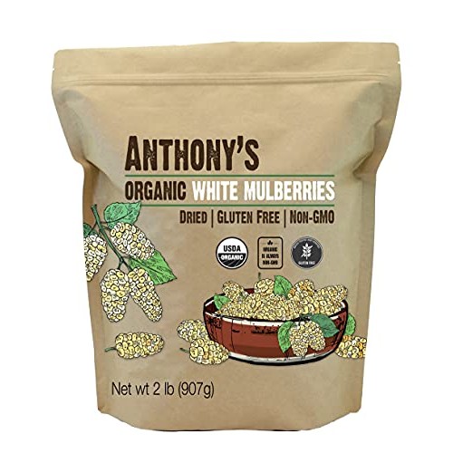Anthonys Organic White Mulberries, 2 lb, Sun Dried, Gluten Free...