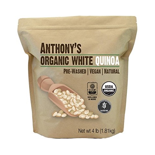 Anthonys Organic White Whole Grain Quinoa, 4 lb, Gluten Free & ...