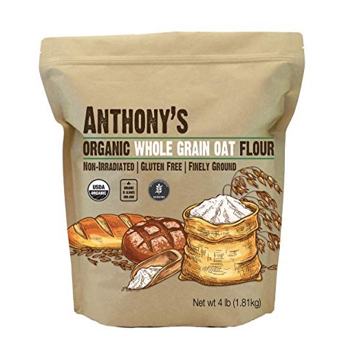 Anthonys Organic Whole Grain Oat Flour, 4 lb, Gluten Free, Non ...