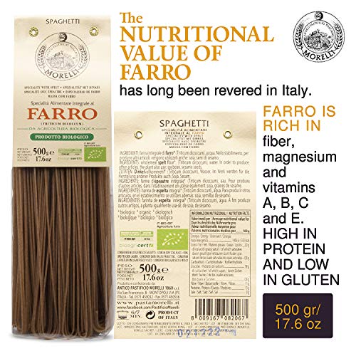 Morelli Pasta Farro - Organic Spelt Spaghetti Made In Italy With
