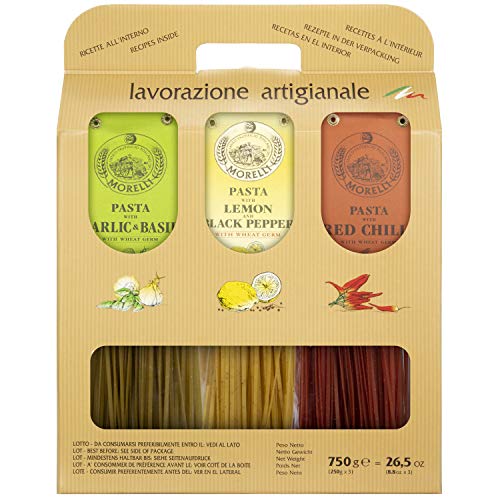 Morelli Pasta Tricolor Linguine Trio Set - 3 Flavors Of Imported