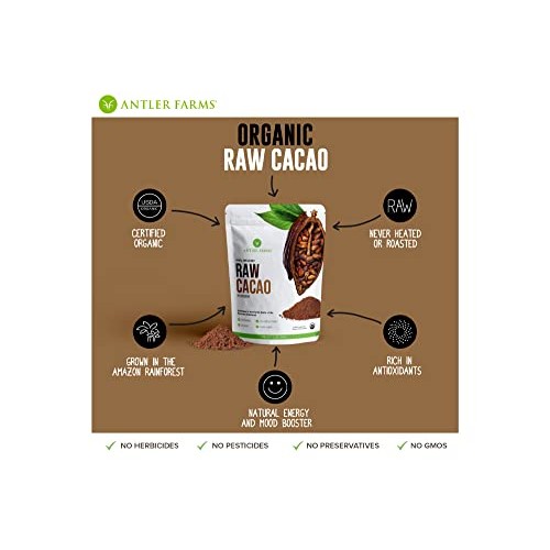 Antler Farms - 100% Pure Organic Raw Cacao Powder, 40 Servings, ...
