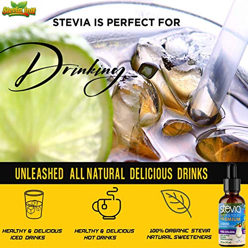 Pina Colada Premium Stevia Drops. Organic Liquid Stevia, Best Su