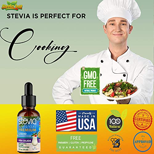 Pina Colada Premium Stevia Drops. Organic Liquid Stevia, Best Su