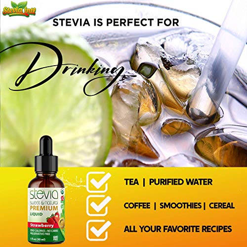 Strawberry Premium Quality Stevia Drops | Organic Liquid Stevia