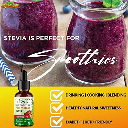 Strawberry Premium Quality Stevia Drops | Organic Liquid Stevia