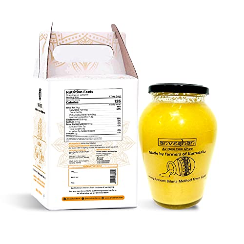 Anveshan A2 Cow Ghee 1000 Ml/33.8 Oz | Glass Jar | Bilona Method