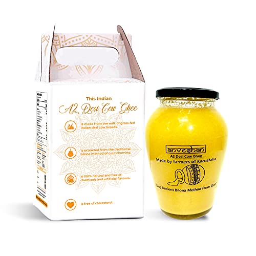 Anveshan A2 Cow Ghee 1000 Ml/33.8 Oz | Glass Jar | Bilona Method