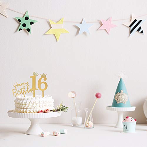 Anyi16 Acrylic Numbers 0-9 Crown Cake Topper And Gold Acrylic Ha