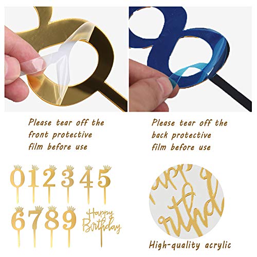 Anyi16 Acrylic Numbers 0-9 Crown Cake Topper And Gold Acrylic Ha