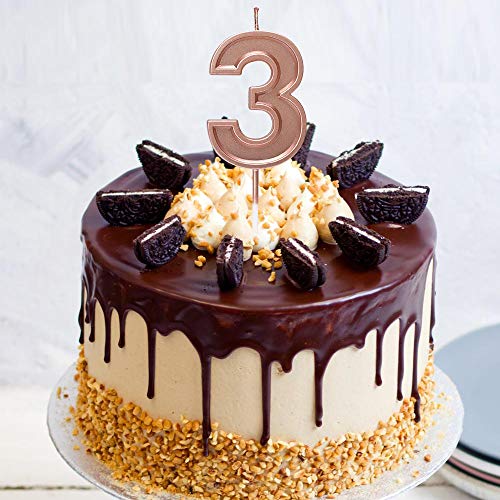 Aostar Birthday Candles Number, Rose Gold Glitter Numeral Candle