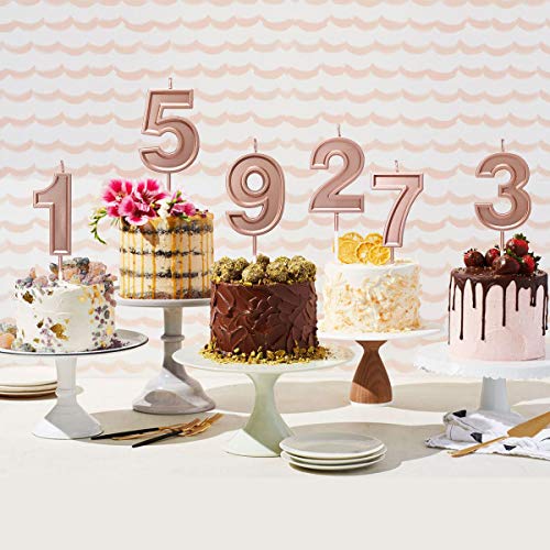 Aostar Birthday Candles Number, Rose Gold Glitter Numeral Candle