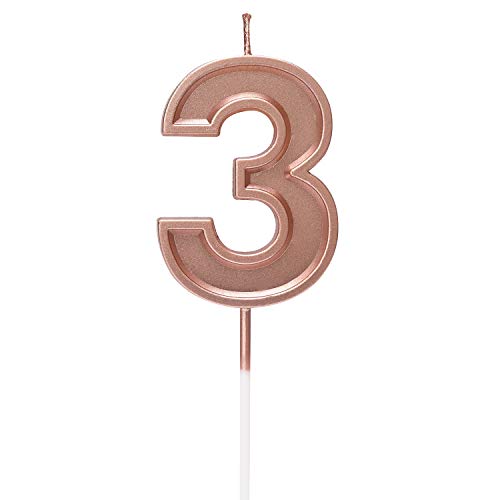 Aostar Birthday Candles Number, Rose Gold Glitter Numeral Candle