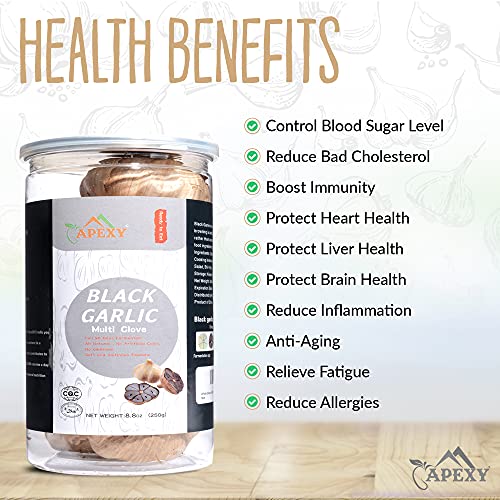 Apexy - Whole Black Multi Clove Garlic - Fermented For 90 Days -